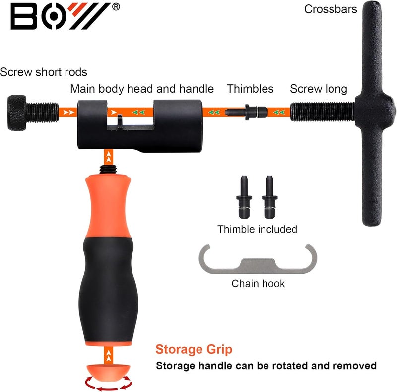 SONZUIA Universal Bike Chain Tool Kit with Bike Breaker Main Chain Pliers Chain Checker for Road MTB Bike 1-13 Speed Chain Disassemble Chain Splitter and Breaker - Image 3